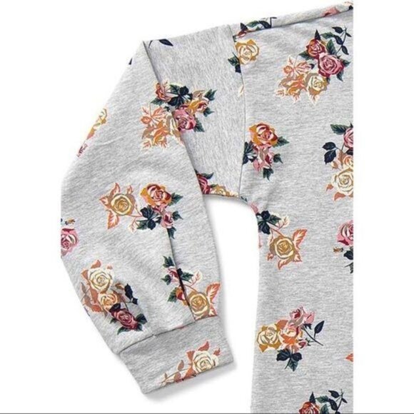 Matilda Jane Floral Sweatshirt XS Gray Mini Dress Sweater Perfectly Cozy Top - Picture 5 of 13